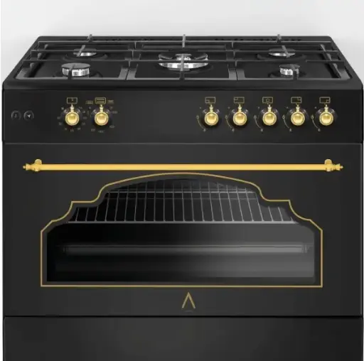 Cocina de Gas Alpha VULCANO GOLD-90 Rustica. Encendido automático y temporizador en horno